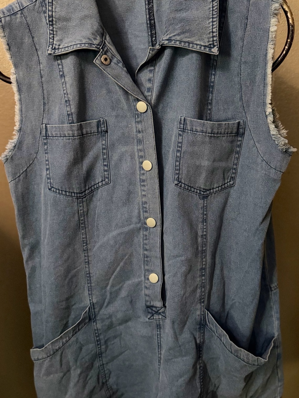 JODIFL Light Blue Denim Button-Up Romper